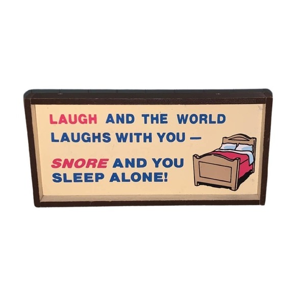 Vintage Funny Snoring Wood Sign Humor - Picture 2 of 5